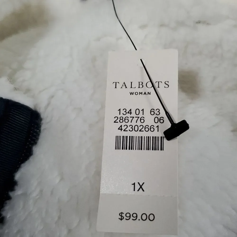 NWT Talbots Navy Blue Zip Vest. Sherpa Lines, Quilted side panes and back yolk. - Picture 11 of 12